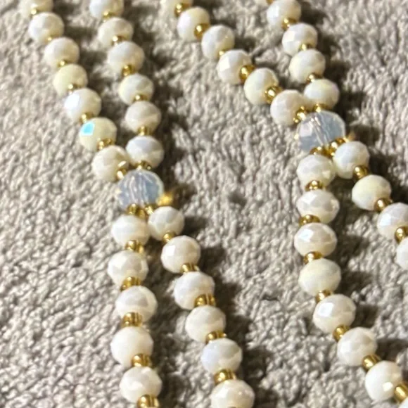 Kirks Folly Gold and White Beaded Necklace - Picture 4 of 7